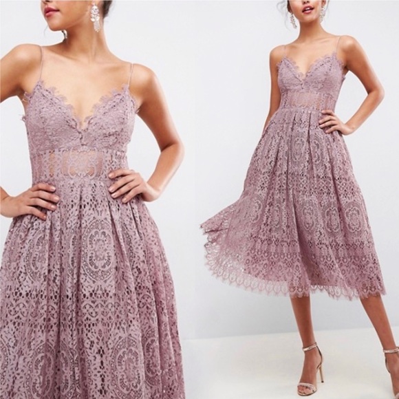 eyelash lace midi dress